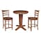 International Concepts 30 in. Solid Wood Round Top Pedestal Dining Table with 2 Counter Height Stools in Distressed Oak K42-30RT-23B-S6172-2 - alternate 1